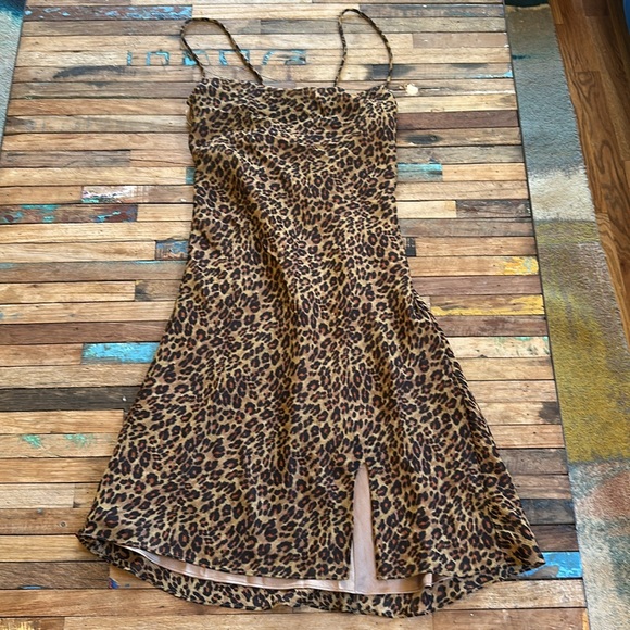 STAUD Leopard Mini Dress Sz L *NWT* - Picture 2 of 8